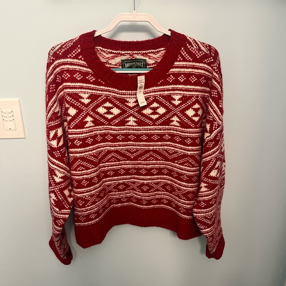 American Eagle Outfitters Festive Red and White Sweater NWT XL